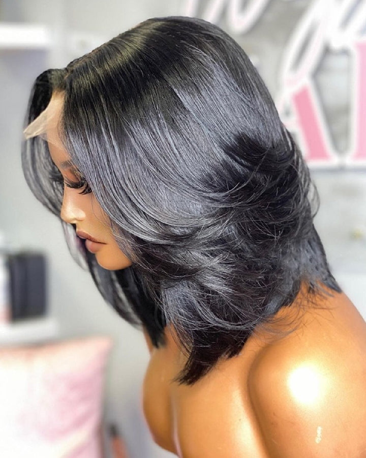 Middle Part Classy Layered Cut Wave 5x5 Lace Closure Wig