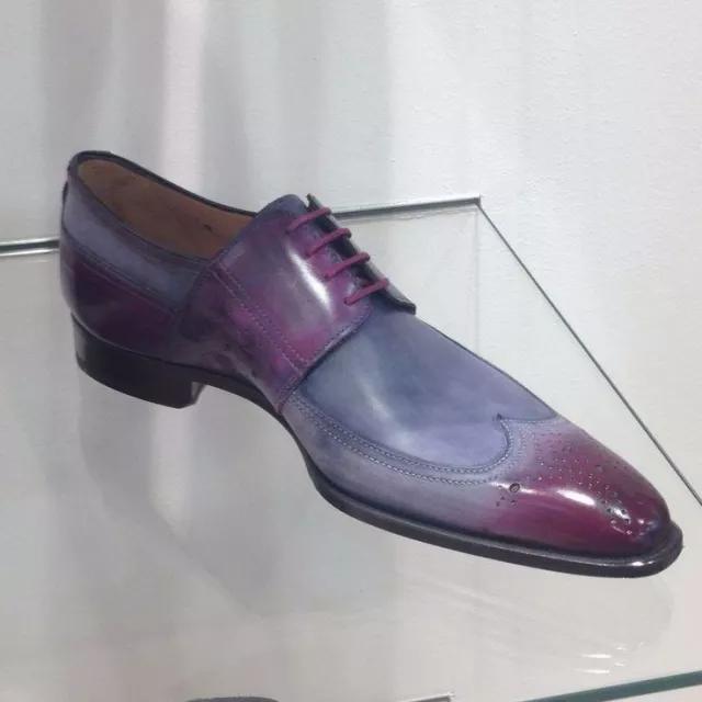 Handmade Leather Two Tone patina purple Oxfords for Men, Custom shoes for men